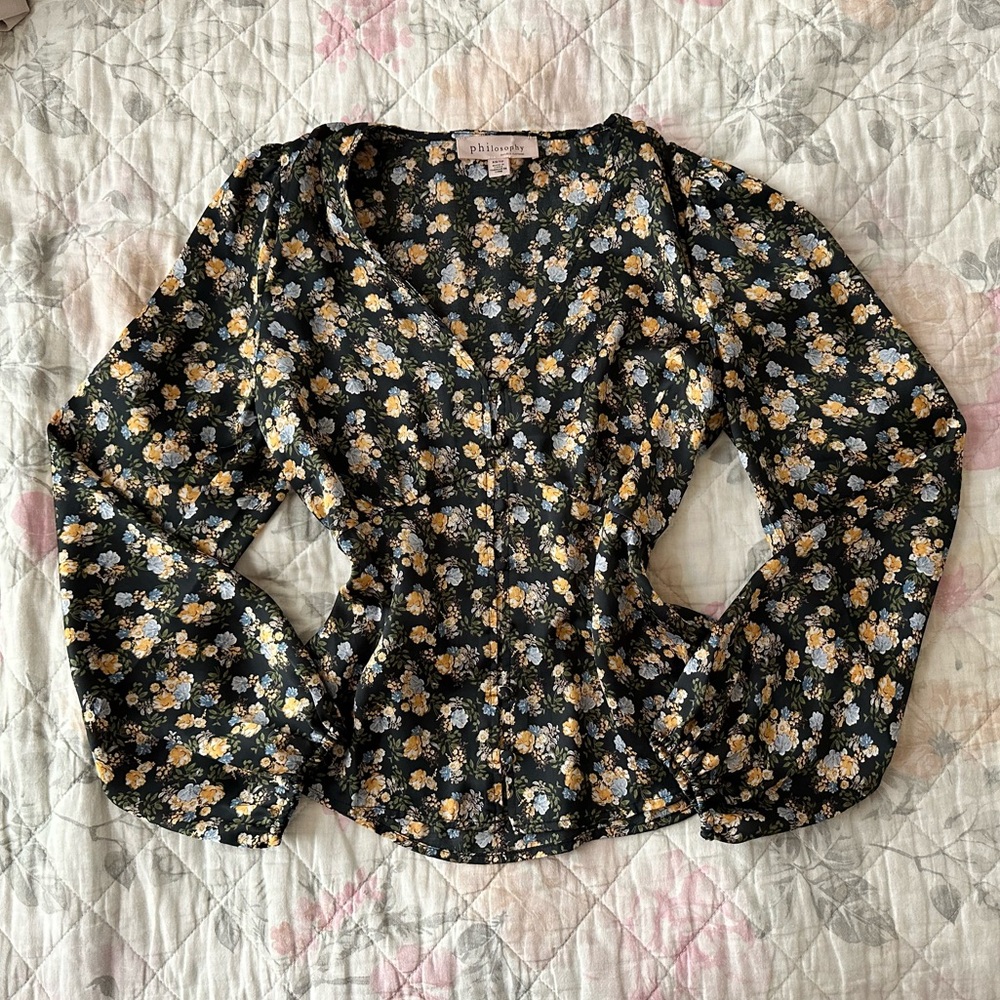 Philosophy floral satin blouse